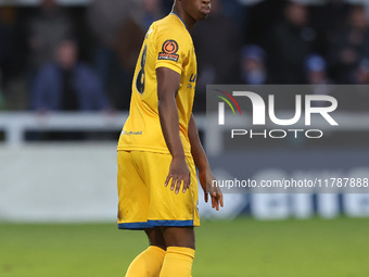 Angel Waruih of Eastleigh is in action during the Vanarama National League match between Hartlepool United and Eastleigh at Victoria Park in...