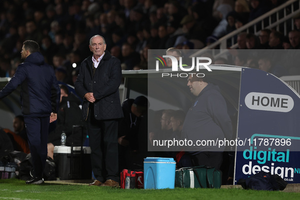 Hartlepool United manager Lennie Lawrence is present during the Vanarama National League match between Hartlepool United and Eastleigh at Vi...