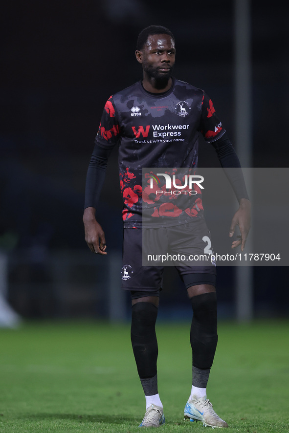 Mani Dieseruvwe of Hartlepool United is in action during the Vanarama National League match between Hartlepool United and Eastleigh at Victo...