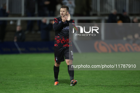 Nicky Featherstone of Hartlepool United applauds the fans after the Vanarama National League match between Hartlepool United and Eastleigh a...