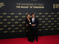 Jorge Martin of Spain and Prima Pramac Racing Ducati with his girlfriend Maria Monfort on the red carpet before the MotoGP Awards after the...