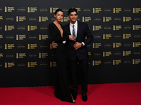 Jorge Martin of Spain and Prima Pramac Racing Ducati with his girlfriend Maria Monfort on the red carpet before the MotoGP Awards after the...