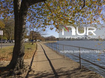 Exterior view of Thomas Jefferson Memorial in Washington DC across the Tidal Basin. The Jefferson Memorial is a national memorial in Washing...