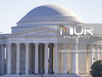 Exterior view of Thomas Jefferson Memorial in Washington DC across the Tidal Basin. The Jefferson Memorial is a national memorial in Washing...