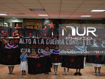 Women and girls from the displaced Otomi community hold a political and cultural event at the House of Indigenous Peoples and Communities (y...