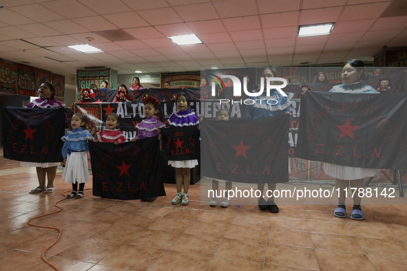 Women and girls from the displaced Otomi community hold a political and cultural event at the House of Indigenous Peoples and Communities (y...