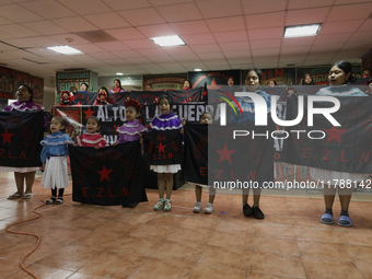 Women and girls from the displaced Otomi community hold a political and cultural event at the House of Indigenous Peoples and Communities (y...