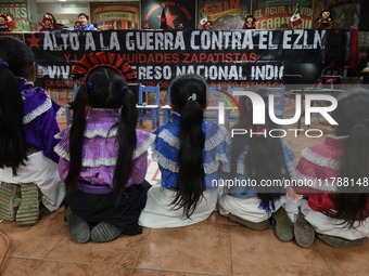 Girls from the displaced Otomi community hold a political and cultural event at the House of Indigenous Peoples and Communities (ya nghu ya...