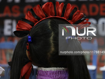 Girls from the displaced Otomi community hold a political and cultural event at the House of Indigenous Peoples and Communities (ya nghu ya...