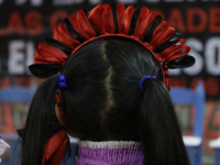 Girls from the displaced Otomi community hold a political and cultural event at the House of Indigenous Peoples and Communities (ya nghu ya...