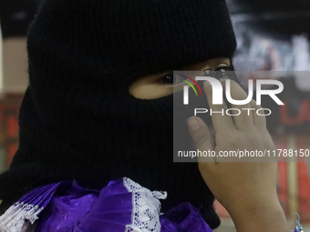 Girls from the displaced Otomi community hold a political and cultural event at the House of Indigenous Peoples and Communities (ya nghu ya...