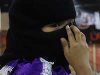 Girls from the displaced Otomi community hold a political and cultural event at the House of Indigenous Peoples and Communities (ya nghu ya...