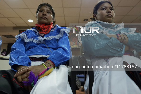 Women from the displaced Otomi community hold a political and cultural event at the House of Indigenous Peoples and Communities (ya nghu ya...