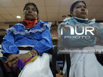 Women from the displaced Otomi community hold a political and cultural event at the House of Indigenous Peoples and Communities (ya nghu ya...