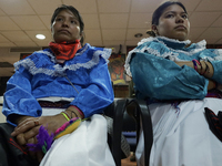 Women from the displaced Otomi community hold a political and cultural event at the House of Indigenous Peoples and Communities (ya nghu ya...