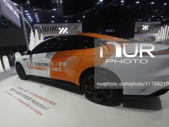 An IM L4 driverless Robotaxi is at the Guangzhou Auto Show in Zhuhai, Guangzhou province, China, on November 15, 2024. (