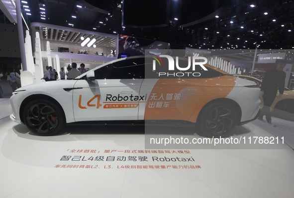 An IM L4 driverless Robotaxi is at the Guangzhou Auto Show in Zhuhai, Guangzhou province, China, on November 15, 2024. 