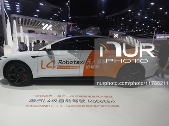 An IM L4 driverless Robotaxi is at the Guangzhou Auto Show in Zhuhai, Guangzhou province, China, on November 15, 2024. (