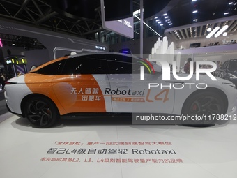 An IM L4 driverless Robotaxi is at the Guangzhou Auto Show in Zhuhai, Guangzhou province, China, on November 15, 2024. (