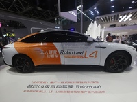 An IM L4 driverless Robotaxi is at the Guangzhou Auto Show in Zhuhai, Guangzhou province, China, on November 15, 2024. (