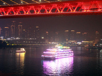 Tourists visit the Hong Ya Dong scenic area in Chongqing, China, on November 7, 2024. (