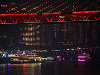 Tourists visit the Hong Ya Dong scenic area in Chongqing, China, on November 7, 2024. (