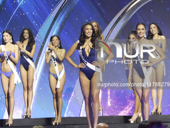 Miss Canada Ashley Callingbull participates in The 73rd Miss Universe Pageant Competition show at Mexico City Arena in Mexico City, Mexico,...