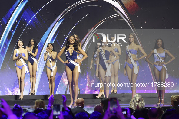 Miss Canada Ashley Callingbull participates in The 73rd Miss Universe Pageant Competition show at Mexico City Arena in Mexico City, Mexico,...