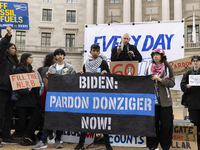 Environmental activists demonstrate outside the Federal Triangle Metro Station in Washington DC, USA, on November 17, 2024. The rally demand...