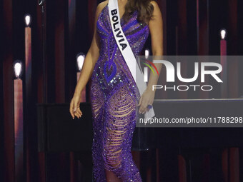 Miss Bolivia Juliana Barrientos participates in the 73rd Miss Universe Pageant Competition show at Mexico City Arena in Mexico City, Mexico,...