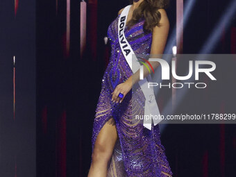 Miss Bolivia Juliana Barrientos participates in the 73rd Miss Universe Pageant Competition show at Mexico City Arena in Mexico City, Mexico,...