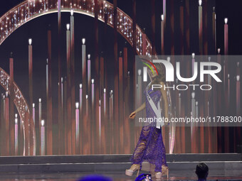 Miss Bolivia Juliana Barrientos participates in the 73rd Miss Universe Pageant Competition show at Mexico City Arena in Mexico City, Mexico,...