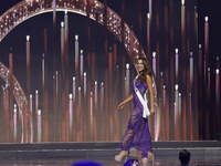 Miss Bolivia Juliana Barrientos participates in the 73rd Miss Universe Pageant Competition show at Mexico City Arena in Mexico City, Mexico,...