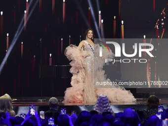 Miss Mexico Maria Fernanda Beltran participates in the 73rd Miss Universe Pageant Competition show at Mexico City Arena in Mexico City, Mexi...