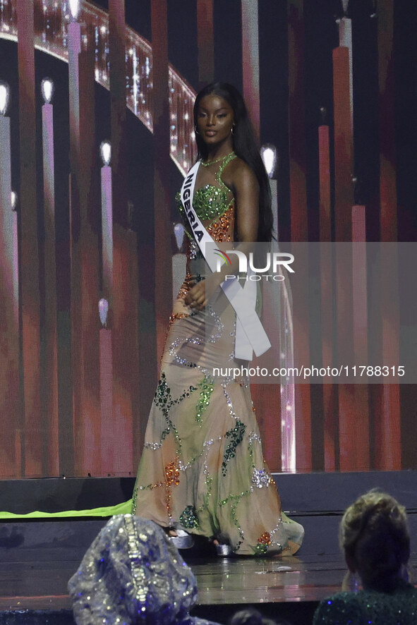 Miss Nigeria Chidimma Adetshina participates in the 73rd Miss Universe Pageant Competition show at Mexico City Arena in Mexico City, Mexico,...