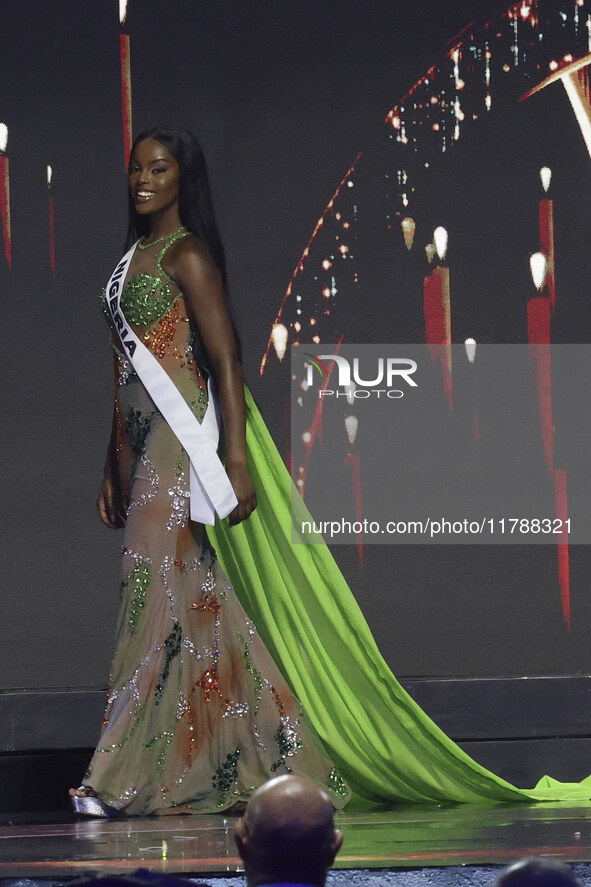 Miss Nigeria Chidimma Adetshina participates in the 73rd Miss Universe Pageant Competition show at Mexico City Arena in Mexico City, Mexico,...