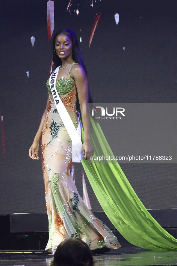 Miss Nigeria Chidimma Adetshina participates in the 73rd Miss Universe Pageant Competition show at Mexico City Arena in Mexico City, Mexico,...