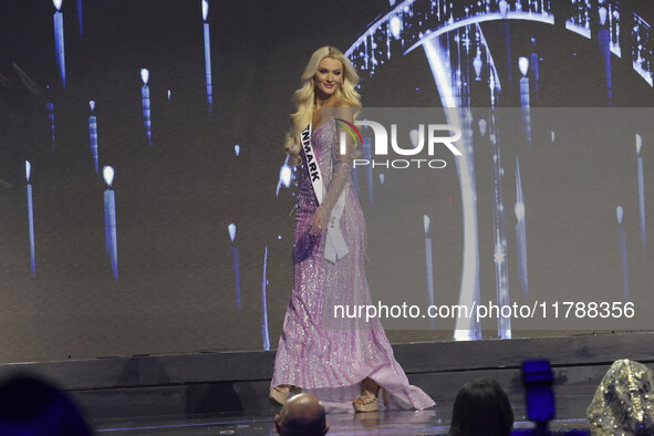 Miss Denmark Victoria Kjaer Theilvig participates in the 73rd Miss Universe Pageant Competition show at Mexico City Arena in Mexico City, Me...