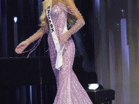 Miss Denmark Victoria Kjaer Theilvig participates in the 73rd Miss Universe Pageant Competition show at Mexico City Arena in Mexico City, Me...