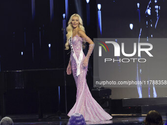 Miss Denmark Victoria Kjaer Theilvig participates in the 73rd Miss Universe Pageant Competition show at Mexico City Arena in Mexico City, Me...