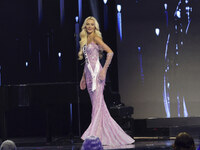 Miss Denmark Victoria Kjaer Theilvig participates in the 73rd Miss Universe Pageant Competition show at Mexico City Arena in Mexico City, Me...