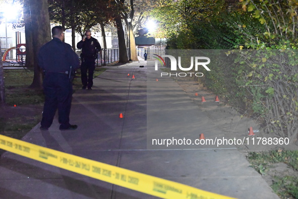 A 28-year-old man is shot in the leg at 345 Livonia Avenue in the Brownsville section of Brooklyn, New York, United States, on November 17,...