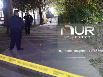 A 28-year-old man is shot in the leg at 345 Livonia Avenue in the Brownsville section of Brooklyn, New York, United States, on November 17,...