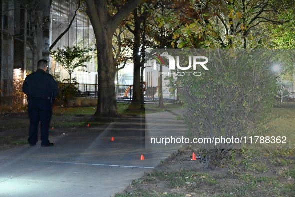 A 28-year-old man is shot in the leg at 345 Livonia Avenue in the Brownsville section of Brooklyn, New York, United States, on November 17,...