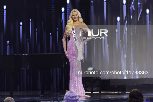 Miss Denmark Victoria Kjaer Theilvig participates in the 73rd Miss Universe Pageant Competition show at Mexico City Arena in Mexico City, Me...