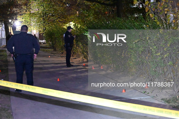 A 28-year-old man is shot in the leg at 345 Livonia Avenue in the Brownsville section of Brooklyn, New York, United States, on November 17,...