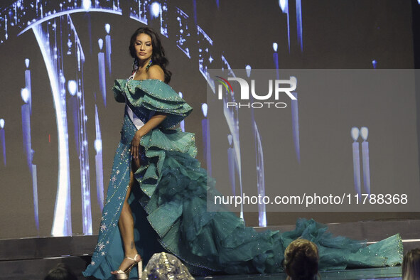 Miss Canada Ashley Callingbull participates in The 73rd Miss Universe Pageant Competition show at Mexico City Arena in Mexico City, Mexico,...