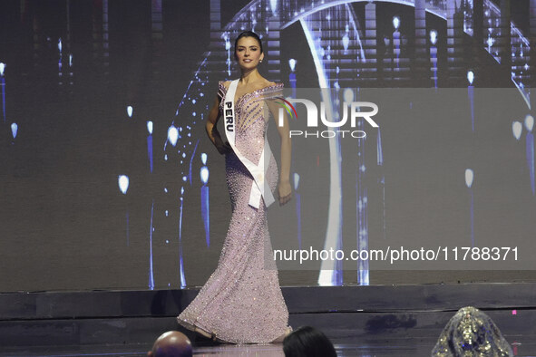 Miss Peru, Tatiana Calmell, participates in the 73rd Miss Universe Pageant Competition show at Mexico City Arena in Mexico City, Mexico, on...