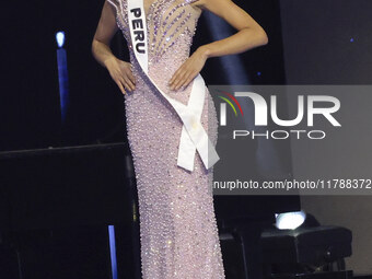 Miss Peru, Tatiana Calmell, participates in the 73rd Miss Universe Pageant Competition show at Mexico City Arena in Mexico City, Mexico, on...