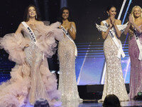 (L-R) Miss Mexico Maria Fernanda Beltran, Miss Chile Emilia Dides, Miss Thailand Opal Suchata Chuangsri, and Miss Denmark Victoria Kjaer The...